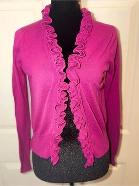 Moda International Ruffle-Trim Open Cardigan - Magenta